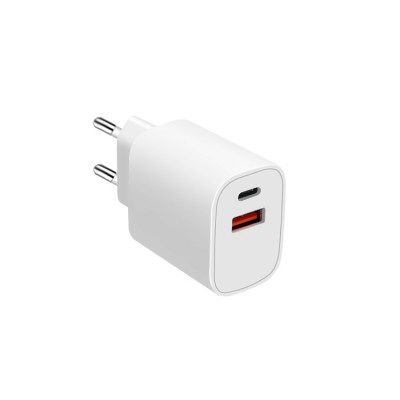 type C PD 18W plus USB A QC 3.0 dual fast wall charger for iPhone for Samsung smart phone